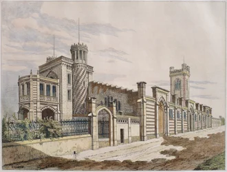 Storehouse of Madame Veuve Pommery Champagne in Reims, illustration from 